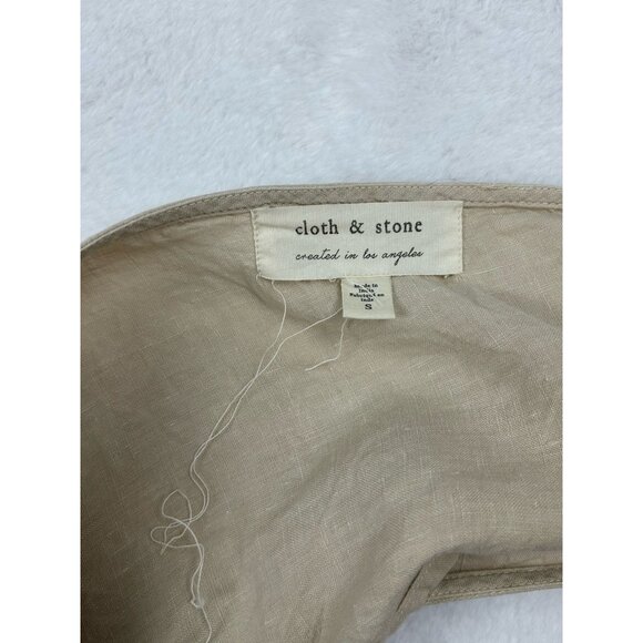 Cloth & Stone Jumpsuit Women S Beige  V Neck Sleeveless Wide Leg Crop 100 Linen - Picture 4 of 15